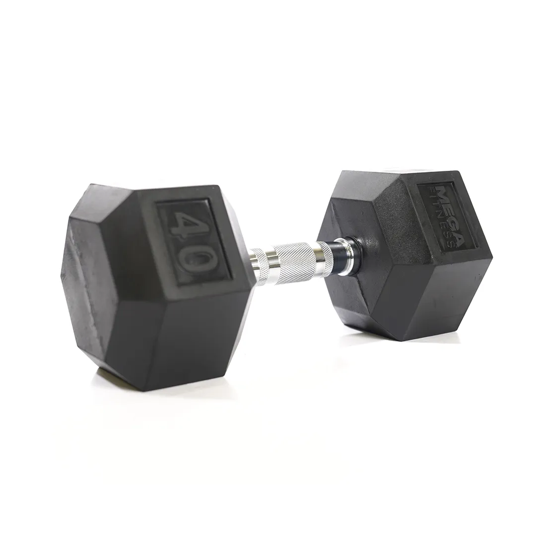 Top-Rated Mega Fitness - Rubber Hex Dumbbell 40lbs Dont Miss, Weight Bars, Ergometers