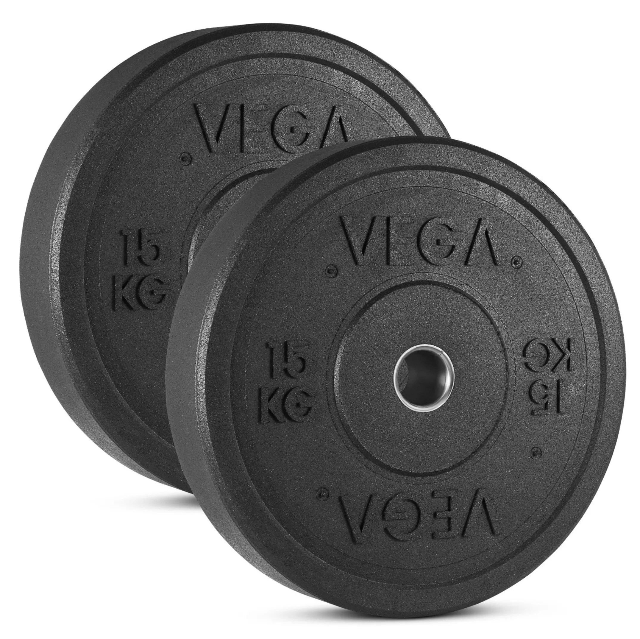 VEGA Fitness ECO Rubber Crumb Olympic Bumper Plates - 200kg Set, Rubber Hex Dumbbells