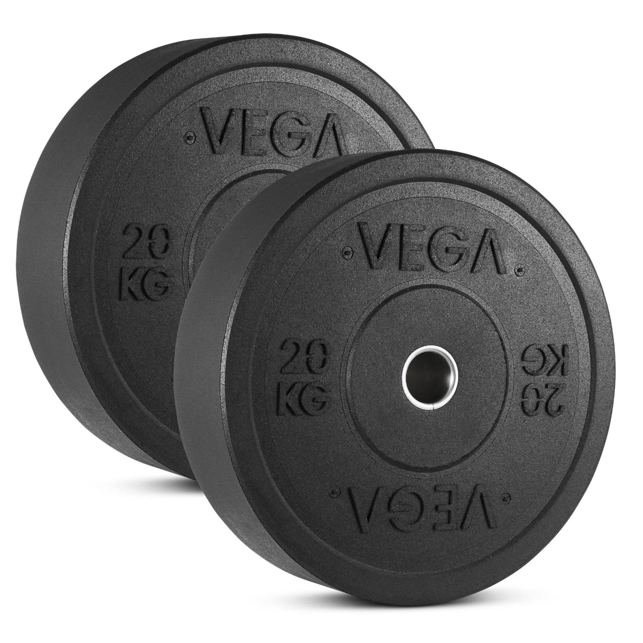 VEGA Fitness ECO Rubber Crumb Olympic Bumper Plates - 200kg Set, Cable Attachments, Weight Plates