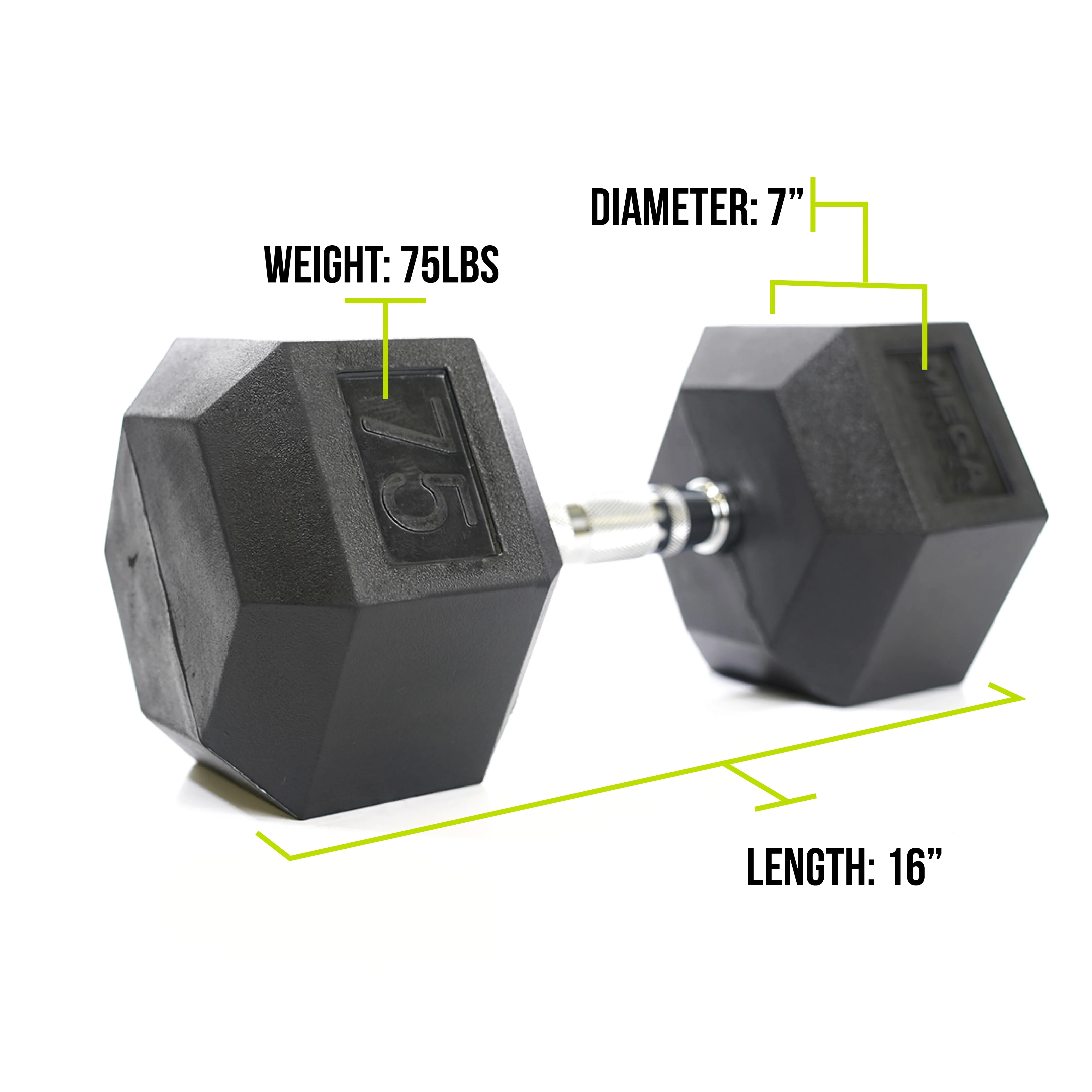 Mega Fitness - Rubber Hex Dumbbell 75lbs, Quiet elliptical for apartment, Adjustable dumbbells