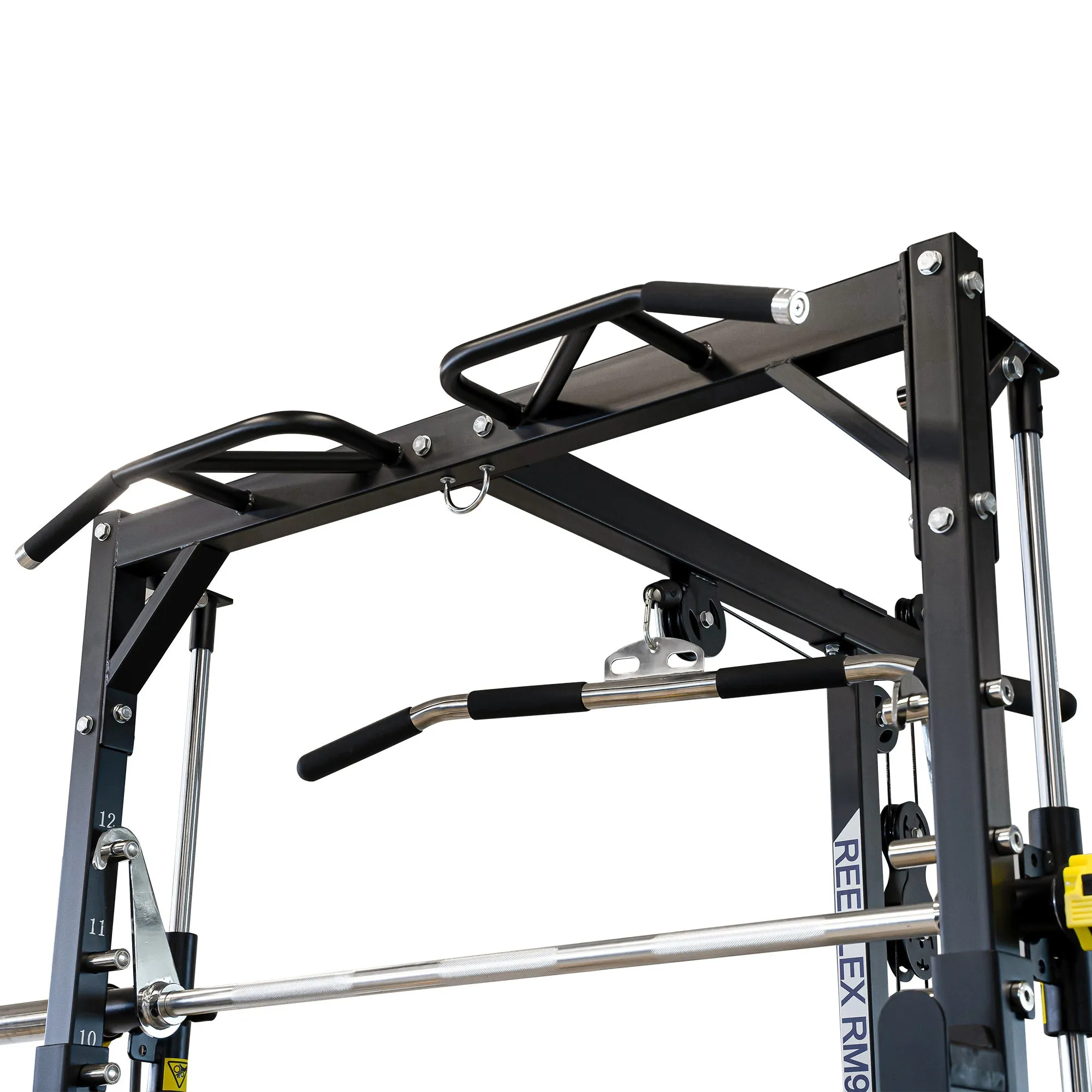 Reeplex RM90 Squat Rack with Smith Machine and Lat Pulldown   Seated Row, Foam Rollers, Yoga Mats