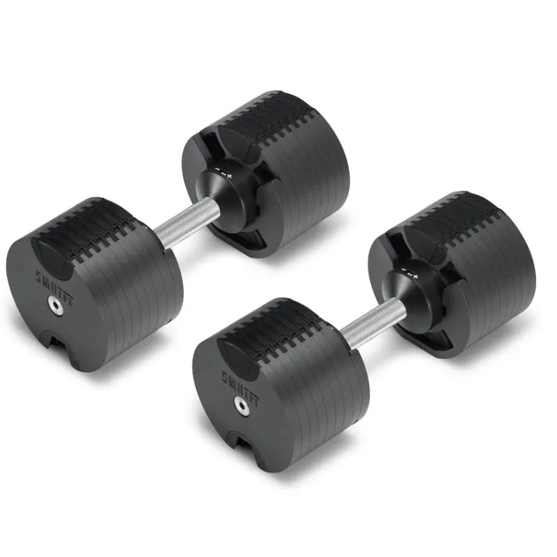SMRTFT Nobells - 5-80lb Adjustable Dumbbell Pair - Classic, Steps,Decks, Weight Bar Collars, Studio Dumbbells