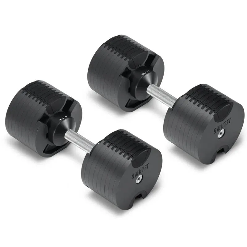 SMRTFT Nobells - 5-80lb Adjustable Dumbbell Pair - Classic, Heart rate monitor chest strap, Solar powered treadmill, Rack Attachments
