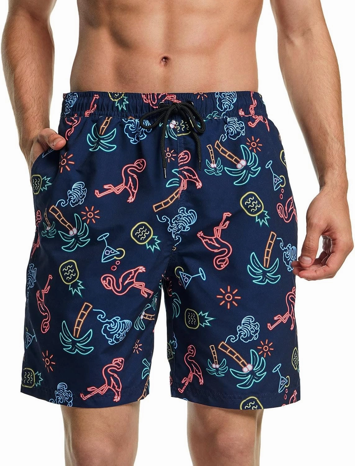 TSLA Men's Swim Trunks, Quick Dry Beach Swimming Board Shorts, Bathing Suits with Inner Mesh Lining and Pockets