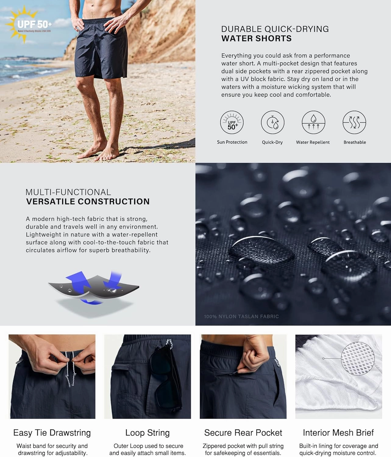 TSLA Men's Swim Trunks, Quick Dry Beach Swimming Board Shorts, Bathing Suits with Inner Mesh Lining and Pockets