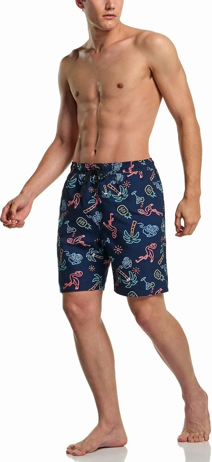 TSLA Men's Swim Trunks, Quick Dry Beach Swimming Board Shorts, Bathing Suits with Inner Mesh Lining and Pockets