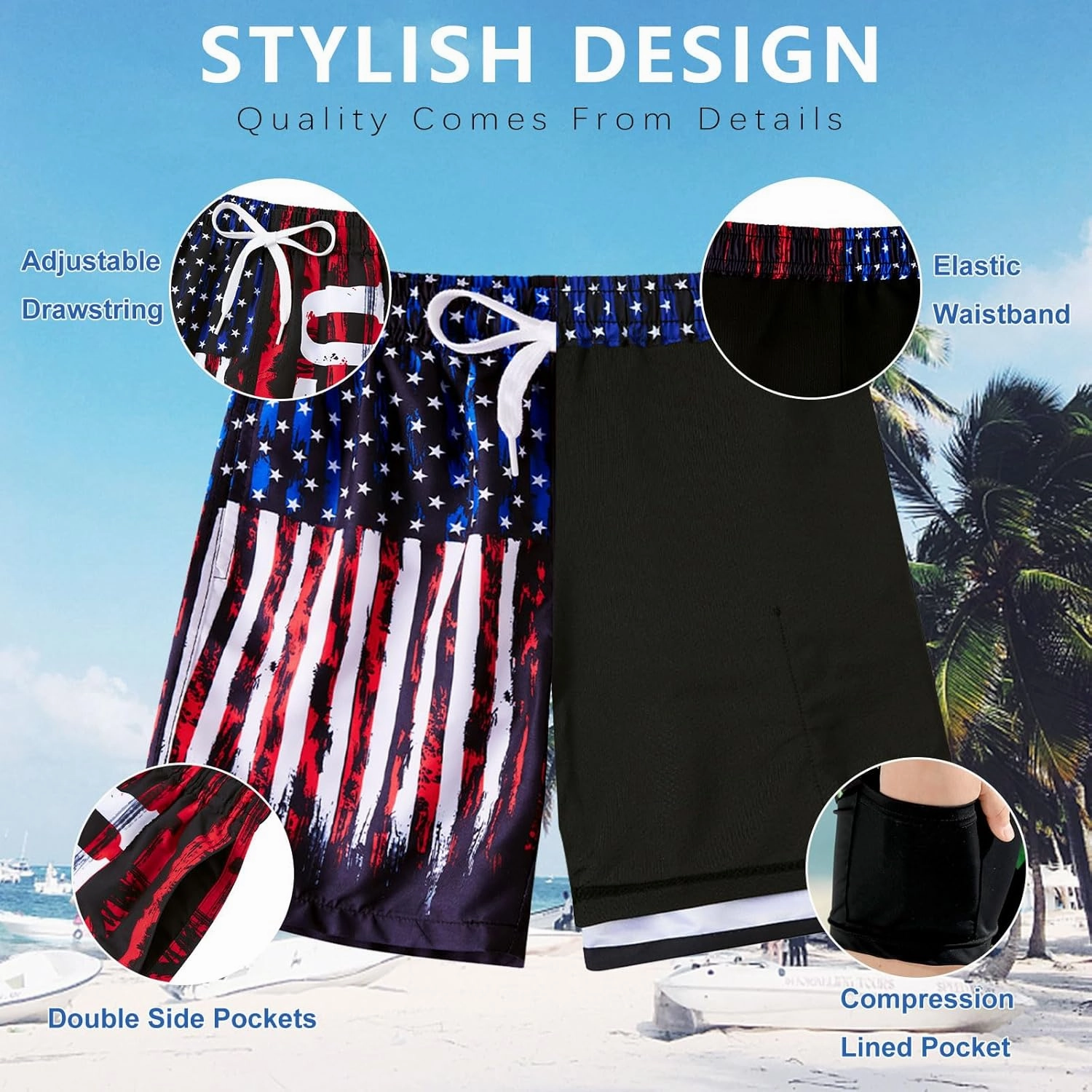 TUONROAD Boys Swim Trunks with Compression Liner Quick Dry Board Shorts with Boxer Brief Lined Bathing Suit 8-20 Years
