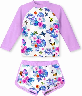 TUONROAD Girls 2 Pieces Rash Guard Swimsuit Long Sleeve Tankini for 4-10 Years