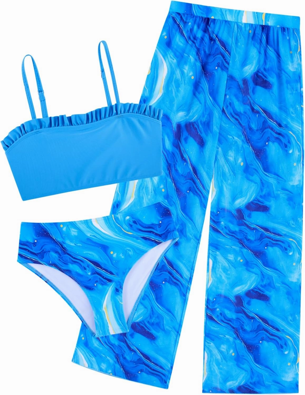 TUONROAD Girls 3 Pieces Bikini Bathing Suit with Rash Guard Pants Quick Dry Swimsuit Cover-Up Sets 6-12T