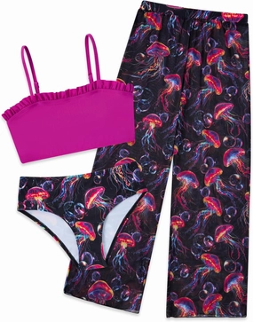 TUONROAD Girls 3 Pieces Bikini Bathing Suit with Rash Guard Pants Quick Dry Swimsuit Cover-Up Sets 6-12T