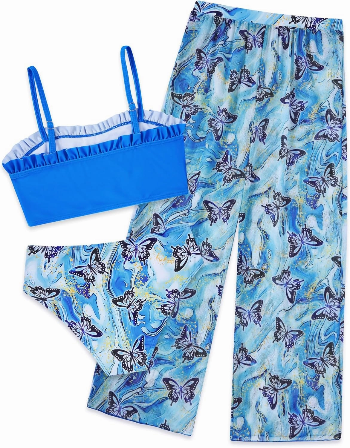 TUONROAD Girls 3 Pieces Bikini Bathing Suit with Rash Guard Pants Quick Dry Swimsuit Cover-Up Sets 6-12T