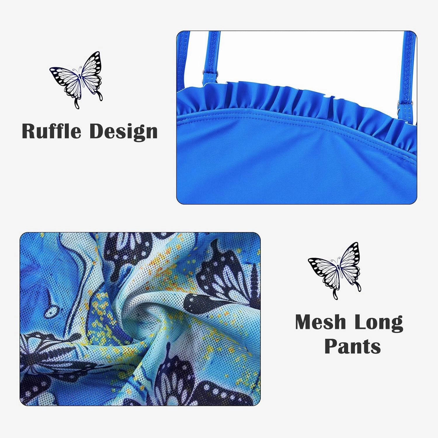 TUONROAD Girls 3 Pieces Bikini Bathing Suit with Rash Guard Pants Quick Dry Swimsuit Cover-Up Sets 6-12T