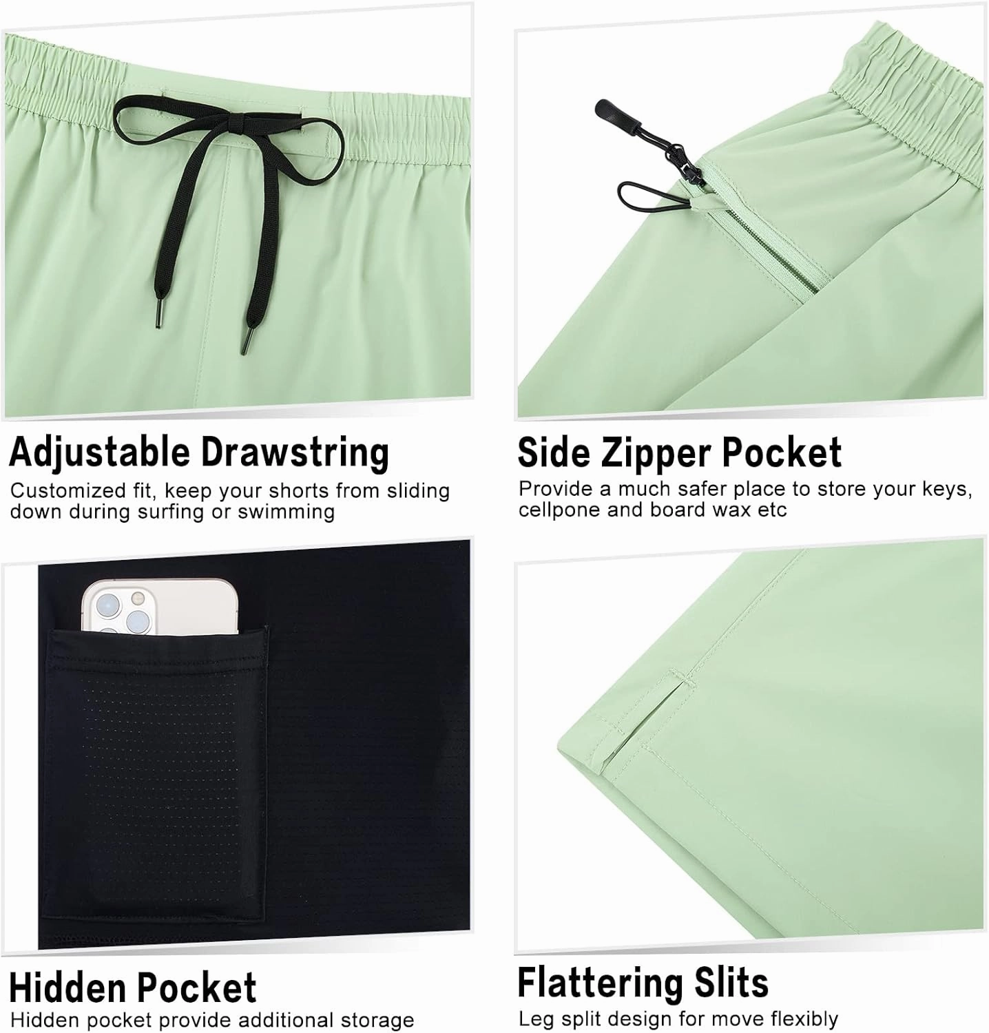 TUONROAD Mens Swim Trunks with Compression Liner 2 in 1 Board Shorts 7 Inch Quick Dry Swimming Shorts with Zipper Pockets