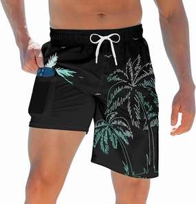 TUONROAD Mens Swim Trunks with Compression Liner 2 in 1 Board Shorts 9 Inch Quick Dry Swimming Trunks with Pockets