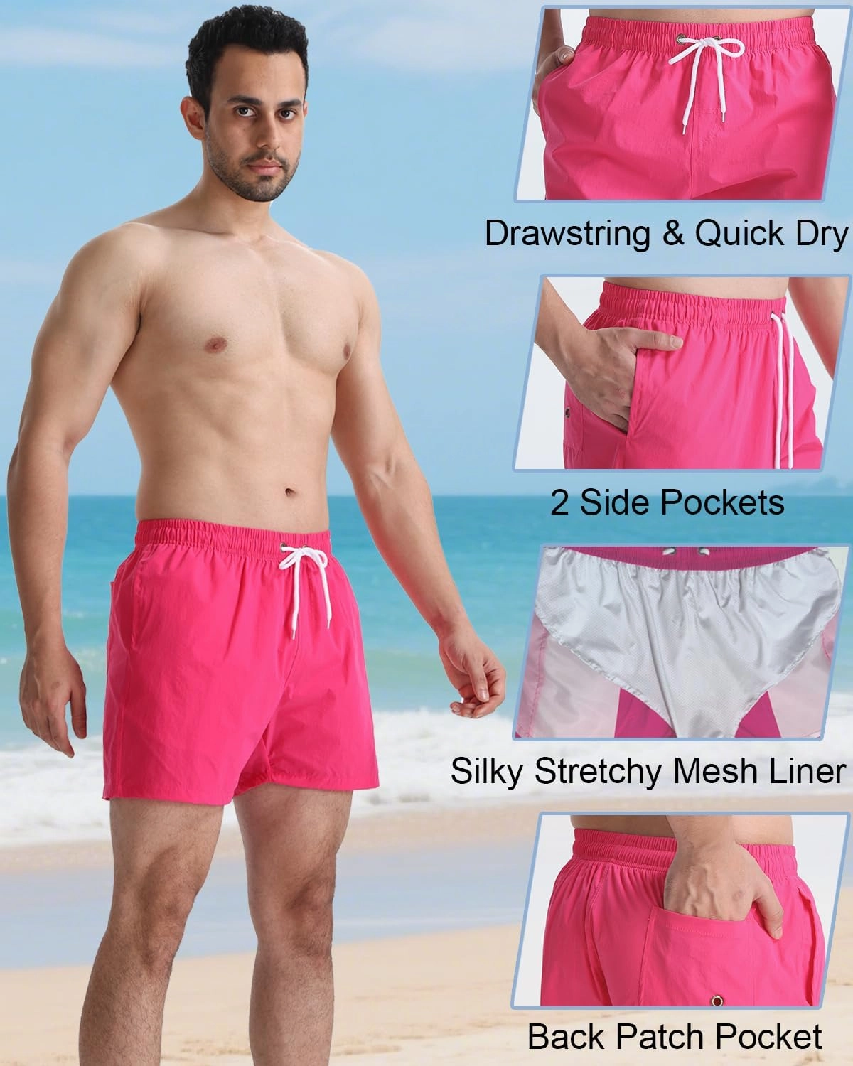 TUVEKE Men's Swim Trunks Quick Dry Bathing Suit for Men 5 Inch Inseam with Mesh Liner Mens Swimming Shorts Beach Shorts S-XXL
