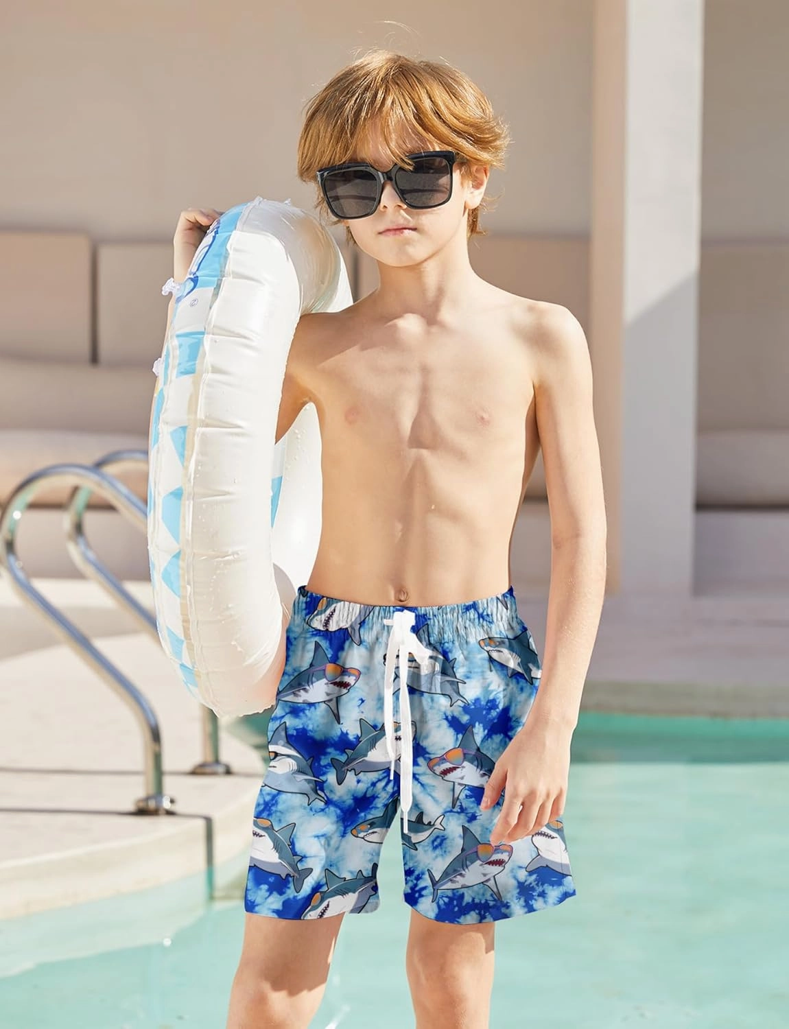 uideazone Boys Swim Trunks 3D Funny Print Surfing Board Shorts Quick Dry UPF 50  Swimsuit Beachwear with Mesh Lining 2-12T