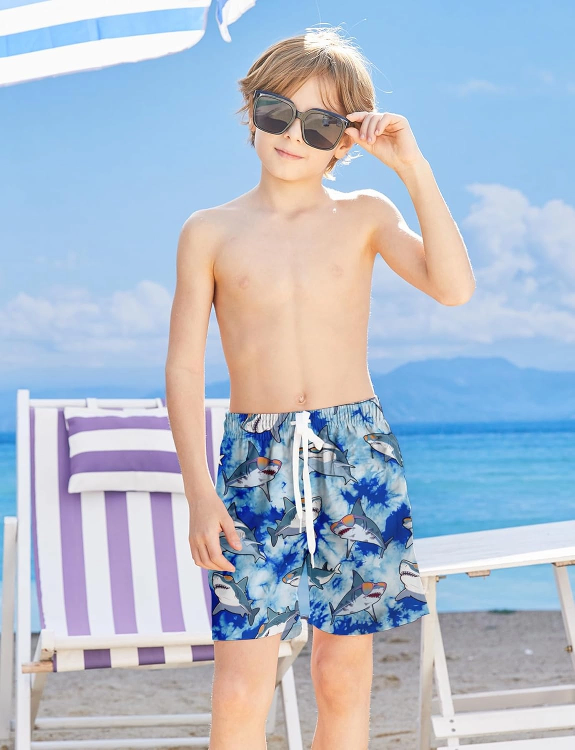 uideazone Boys Swim Trunks 3D Funny Print Surfing Board Shorts Quick Dry UPF 50  Swimsuit Beachwear with Mesh Lining 2-12T