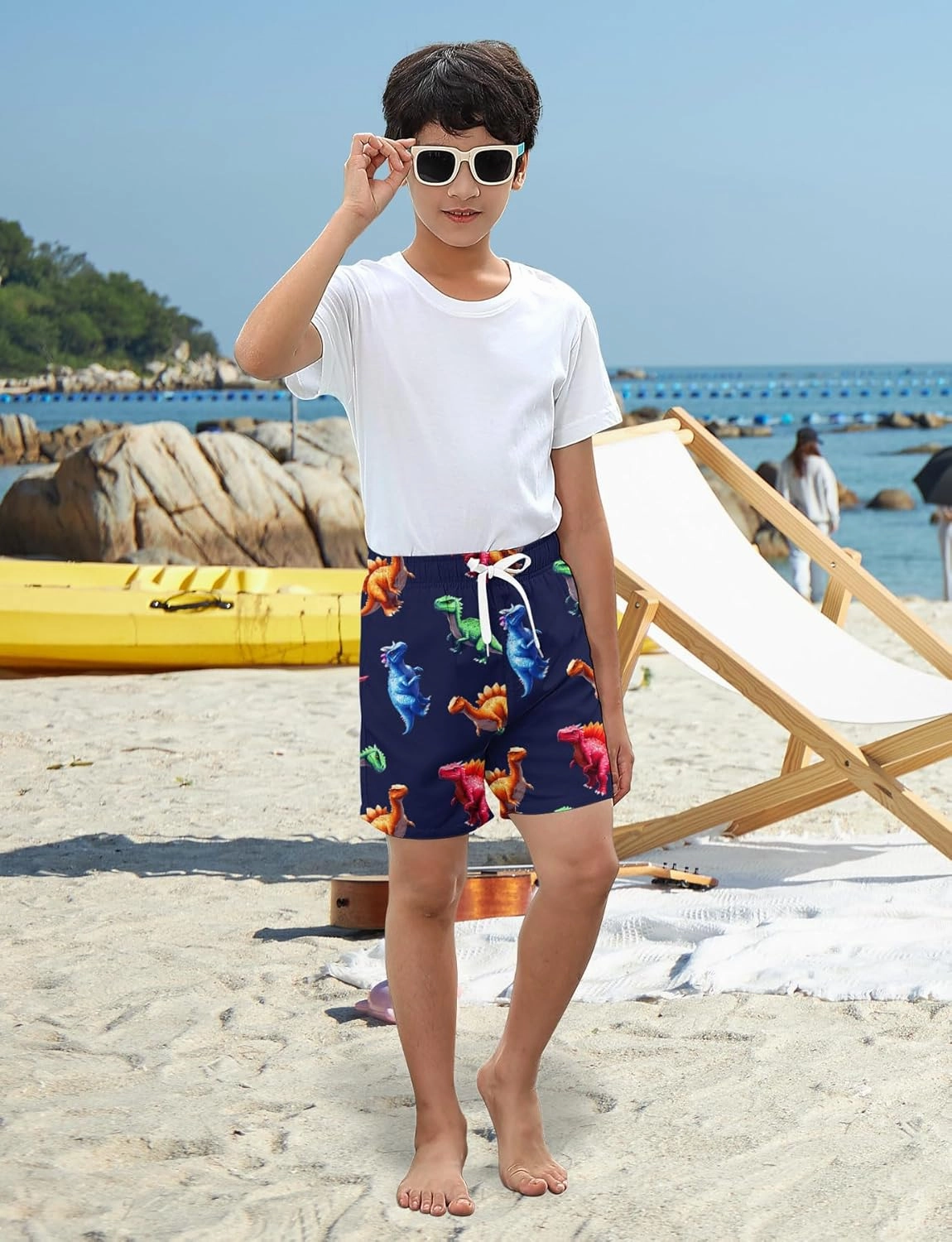 uideazone Boys Swim Trunks 3D Funny Print Surfing Board Shorts Quick Dry UPF 50  Swimsuit Beachwear with Mesh Lining 2-12T