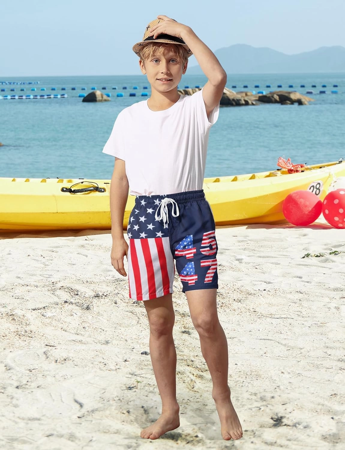 uideazone Boys Swim Trunks 3D Funny Print Surfing Board Shorts Quick Dry UPF 50  Swimsuit Beachwear with Mesh Lining 2-12T