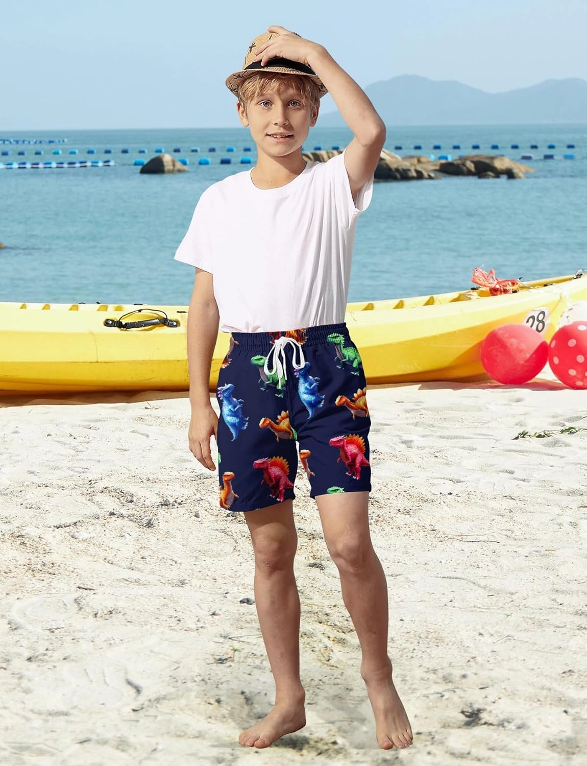 uideazone Boys Swim Trunks 3D Funny Print Surfing Board Shorts Quick Dry UPF 50  Swimsuit Beachwear with Mesh Lining 2-12T