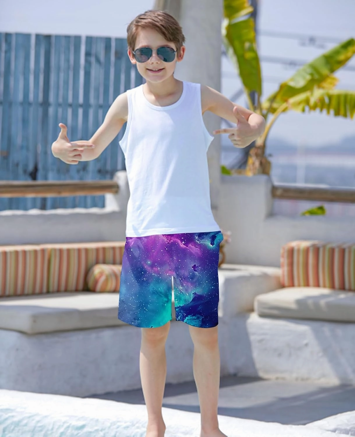 uideazone Boys Teens Swim Trunks Quick Dry Waterproof Surfing Board Shorts Drawstring Elastic Waist with Mesh Lining 5-14T