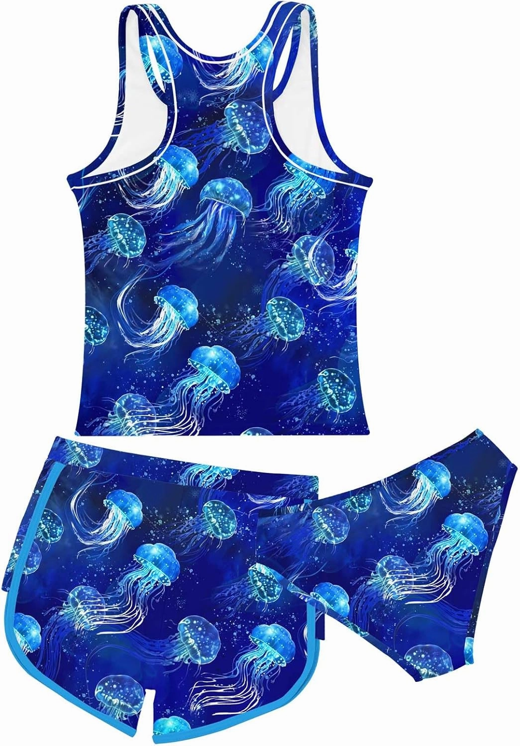 uideazone Girls 3 Piece Bathing Suit Summer UPF 50  Racerback Swimsuit with Shorts Beach Tankini Sets 8-15 Years