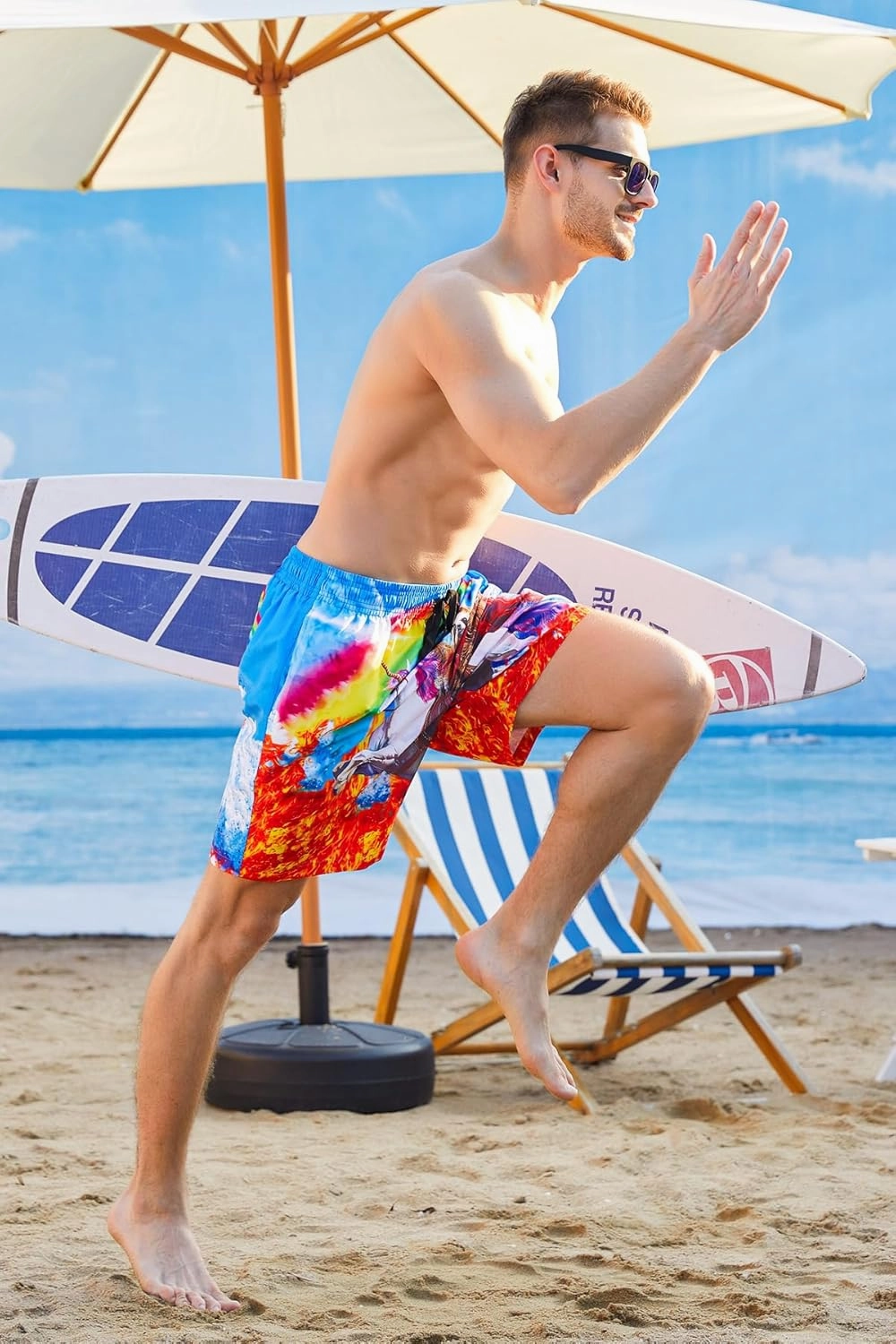 uideazone Men Swim Trunks Drawstring Elastic Waist Quick Dry Beach Shorts with Mesh Lining Swimwear Bathing Suits