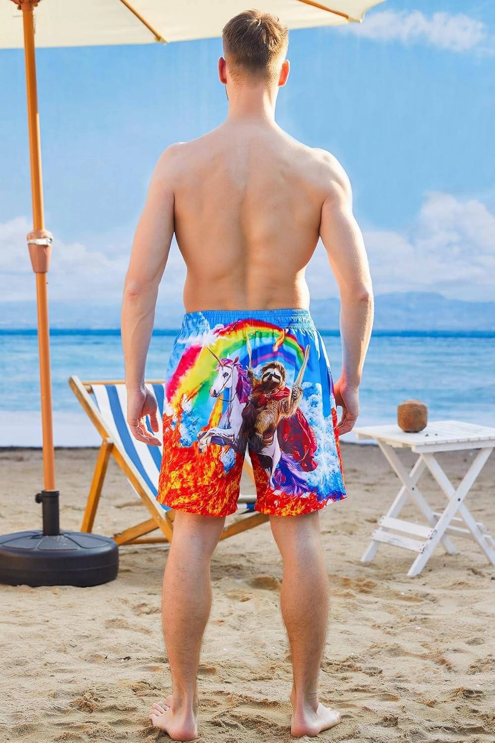 uideazone Men Swim Trunks Drawstring Elastic Waist Quick Dry Beach Shorts with Mesh Lining Swimwear Bathing Suits
