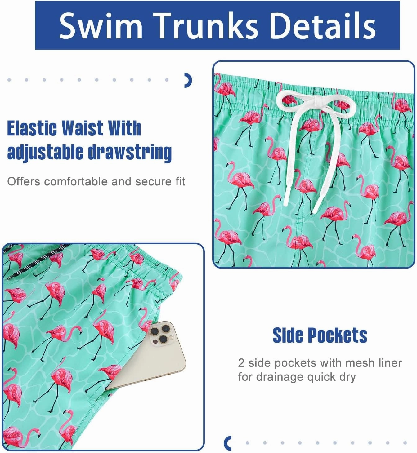 uideazone Mens Swim Trunks with Compression Liner Swimming Shorts 7 Inch Inseam Waterproof Quick Dry Beach Sport Shorts M-XXL