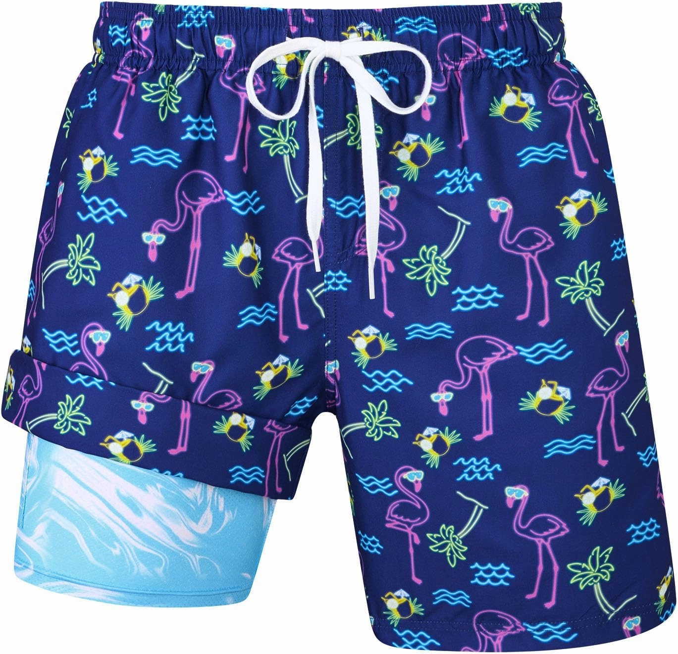uideazone Mens Swim Trunks with Compression Liner Swimming Shorts 7 Inch Inseam Waterproof Quick Dry Beach Sport Shorts M-XXL