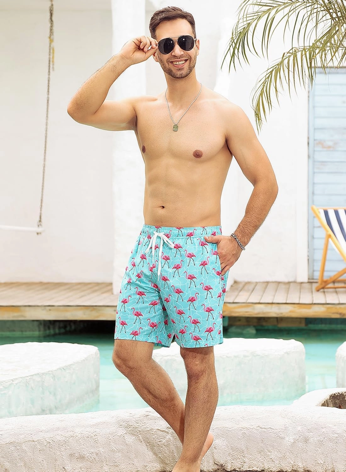 uideazone Mens Swim Trunks with Compression Liner Swimming Shorts 7 Inch Inseam Waterproof Quick Dry Beach Sport Shorts M-XXL