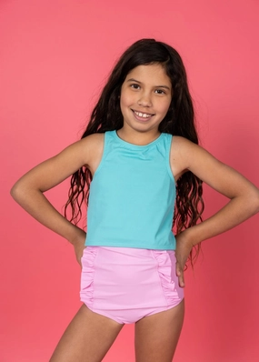 Ultimate Pink | Youth Down in Front Ruffle Bottoms