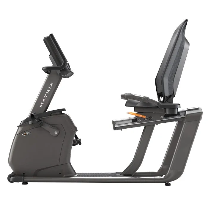 Matrix R50 Recumbent Exercise Bike with XR Console, Weightlifting chalk, Quiet elliptical for apartment, Equipment Storage