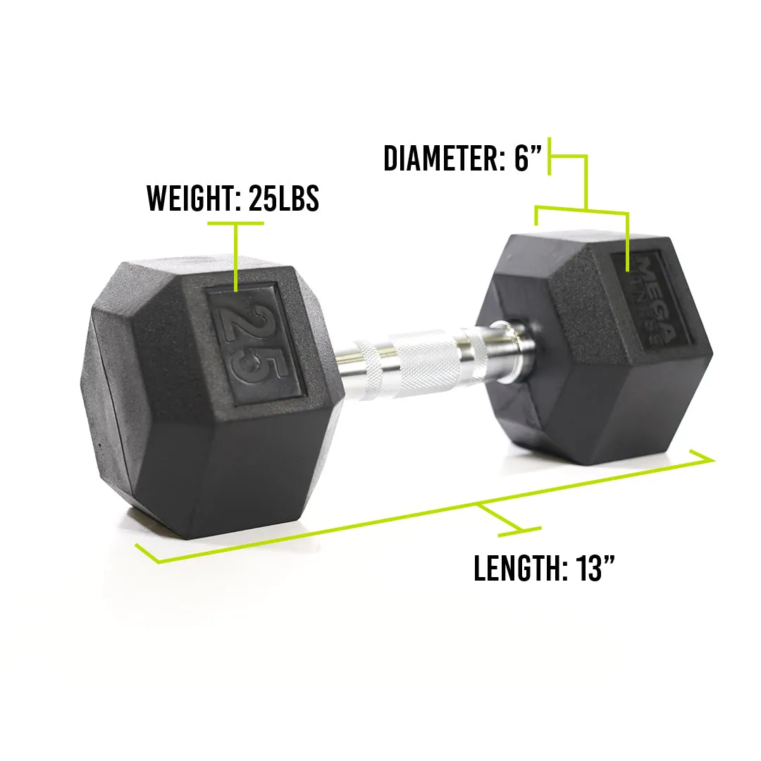 Mega Fitness - Rubber Hex Dumbbell 25lbs, Energy Bags And Sandbags