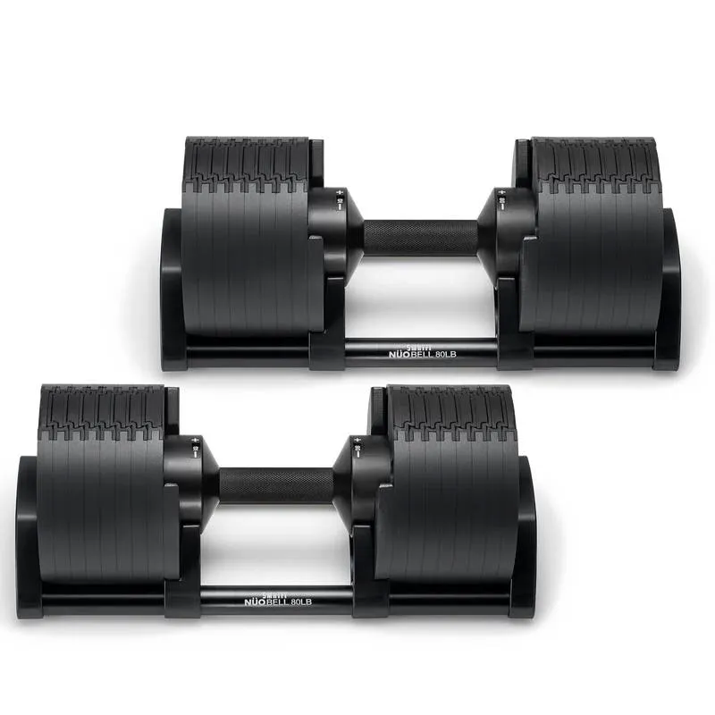 Unbeatable Combo SMRTFT Nobells - 5-80lb Adjustable Dumbbell Pair - Matte Black Too Good to Miss, Rack Attachments