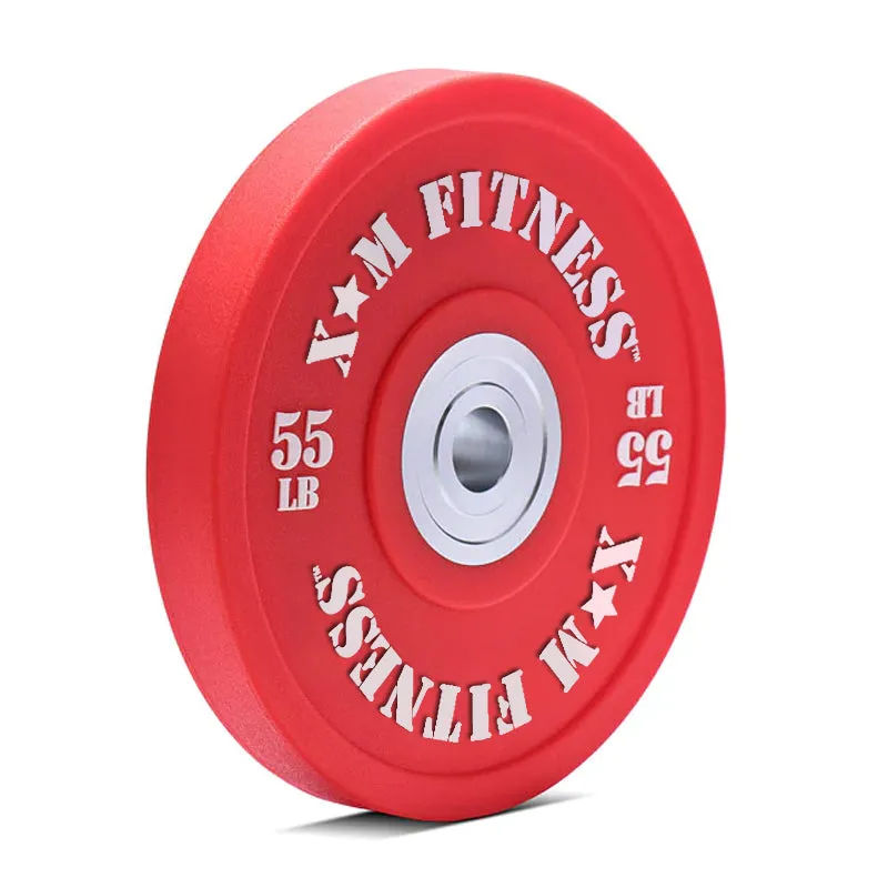 XM FITNESS Urethane Bumper Plate Set - 320lbs, Compression leg sleeves