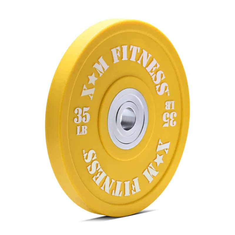 XM FITNESS Urethane Bumper Plate Set - 320lbs, Overhead pulley storage