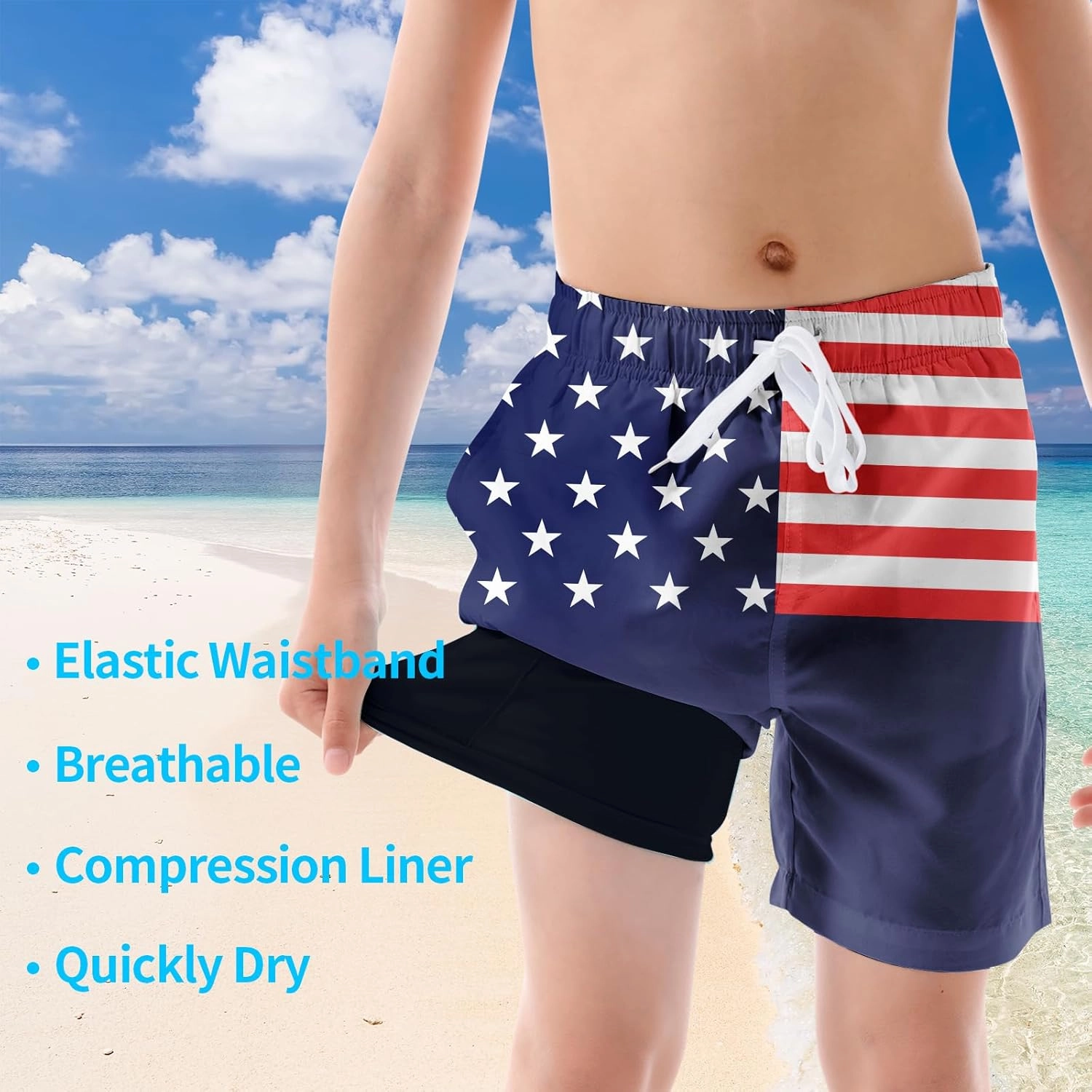 UNICOMIDEA Boys Swim Trunks Compression Liner Swimming Shorts Quick Dry Boxer Brief Swimwear 7-20 Years Bathing Suit