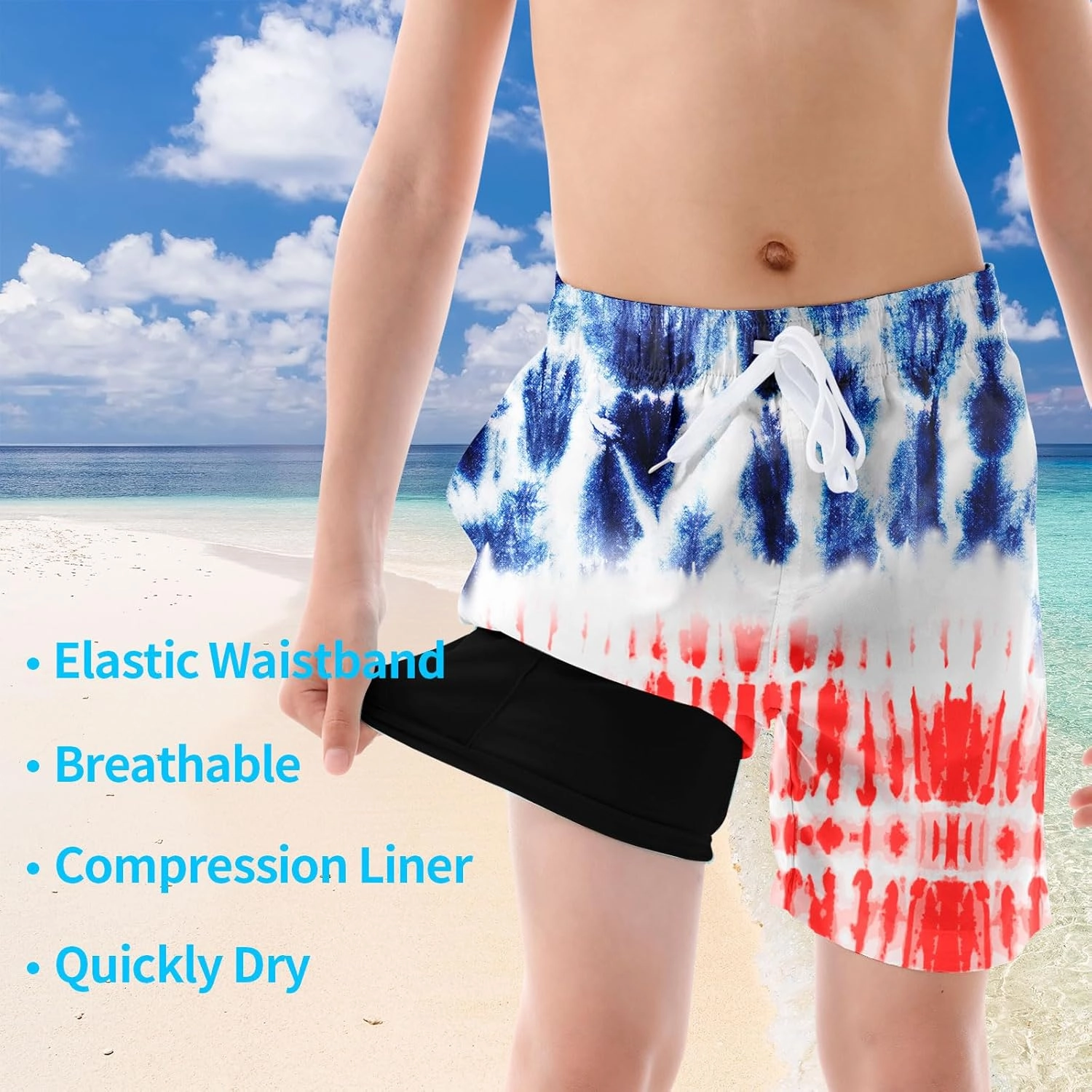 UNICOMIDEA Boys Swim Trunks Compression Liner Swimming Shorts Quick Dry Boxer Brief Swimwear 7-20 Years Bathing Suit