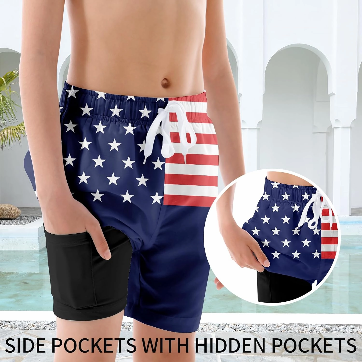 UNICOMIDEA Boys Swim Trunks Compression Liner Swimming Shorts Quick Dry Boxer Brief Swimwear 7-20 Years Bathing Suit