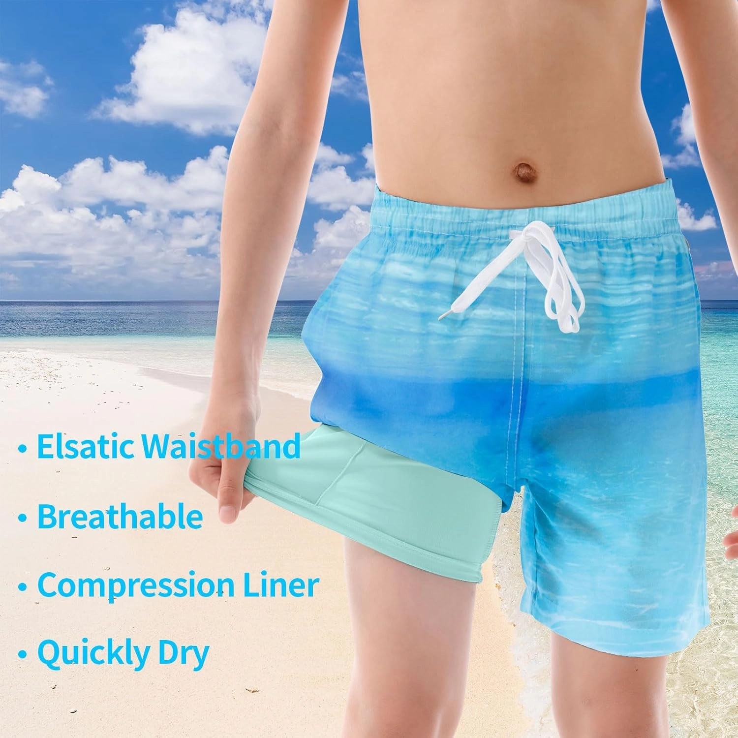 UNICOMIDEA Boys Swim Trunks Compression Liner Swimming Shorts Quick Dry Boxer Brief Swimwear 7-20 Years Bathing Suit