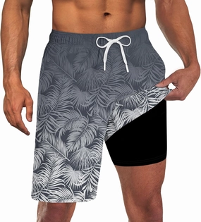 UNICOMIDEA Men Swim Trunks with Compression Liner 9 Inch Long Board Shorts