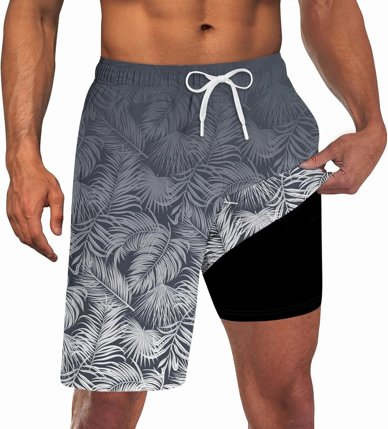 UNICOMIDEA Men Swim Trunks with Compression Liner 9 Inch Long Board Shorts