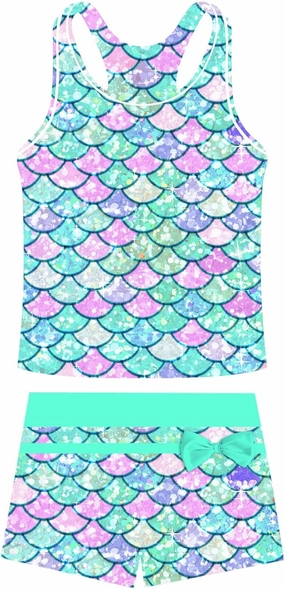 UNIFACO Girls Swimsuits Two Piece Tankini Bathing Suits Boyshort Summer Beach Rash Guard Swimwear for 4-13T