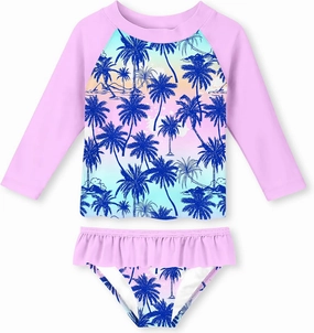 UNIFACO Toddler Girls Swimsuit Rashguard Set Summer Beach Breathable Tankini with UPF 50  Sun Protection 2-8T