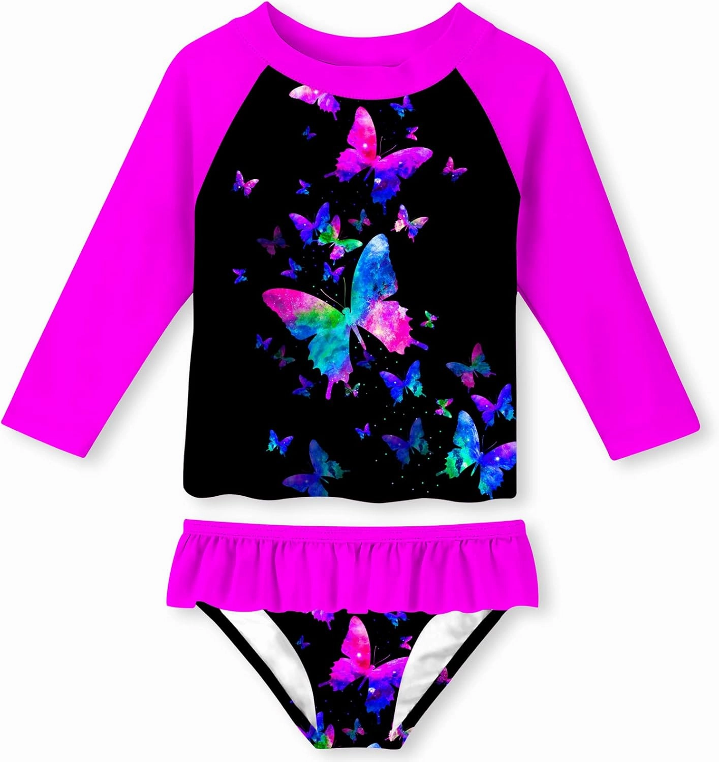 UNIFACO Toddler Girls Swimsuit Rashguard Set Summer Beach Breathable Tankini with UPF 50  Sun Protection 2-8T