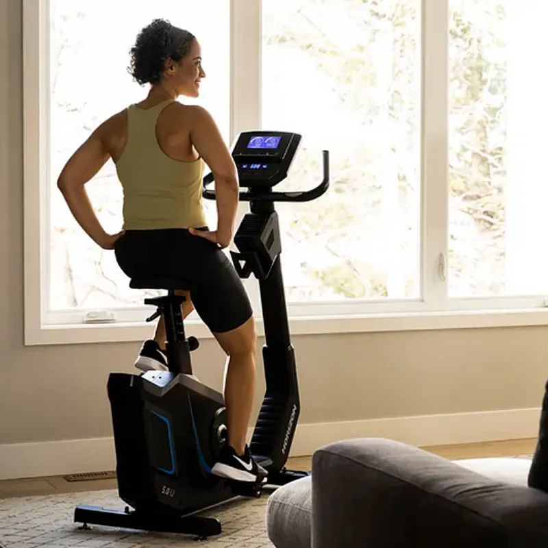 Horizon - 5.0 U Upright Bike, Gym lock combination