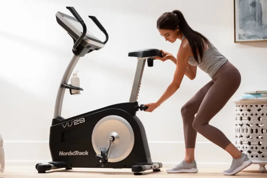 NordicTrack Commercial VU 29 Upright Exercise Bike (IN-STORE SPECIAL), Reflective running vest, Climbing,Battle Ropes, Foam roller high density