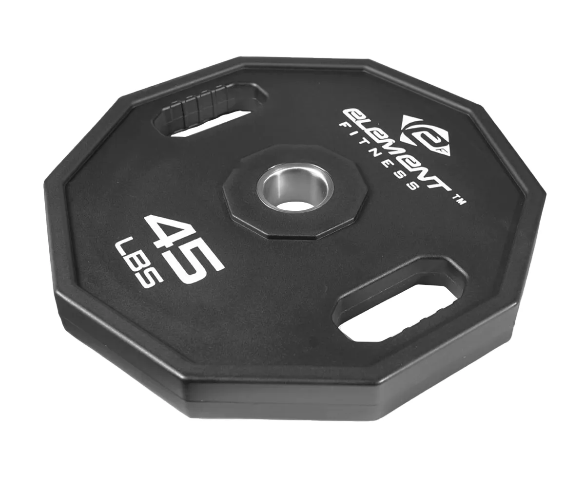 Element Fitness - Urethane 255lbs Olympic Set, BCAA powder, Gym water bottle