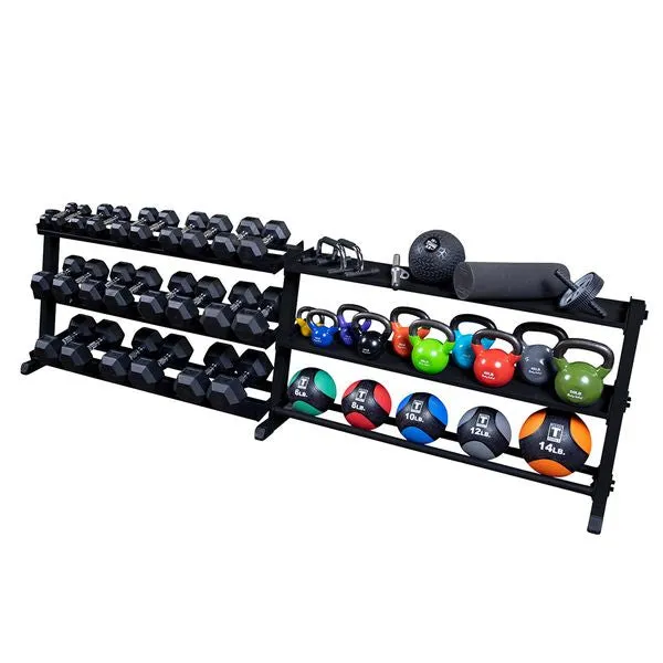 GDR60 60" 2 Tier Dumbbell Rack, Protein shaker bottle, Knee brace for running, Wall mounted bike rack